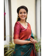 Thumbnail for DEIANA'S Beautiful Golden Jari with New Design Soft Lichi Silk Saree - Rama - Distacart