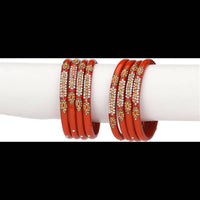 Thumbnail for Afast Bridal Wedding & Party Fashionable Colorful Glass Bangle/Kada Set, Pack Of 8 - Red - Distacart