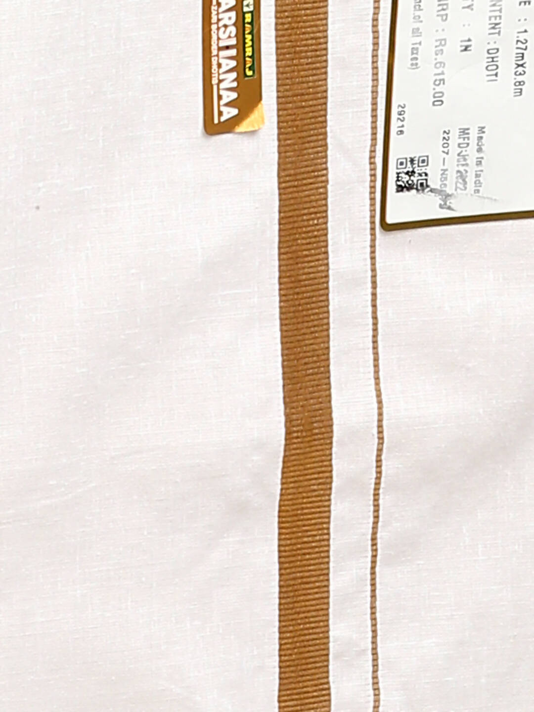 Ramraj Cotton Premium Wedding White Regular Dhoti, Shirt & Towel Set Arathi 1/2" - Distacart