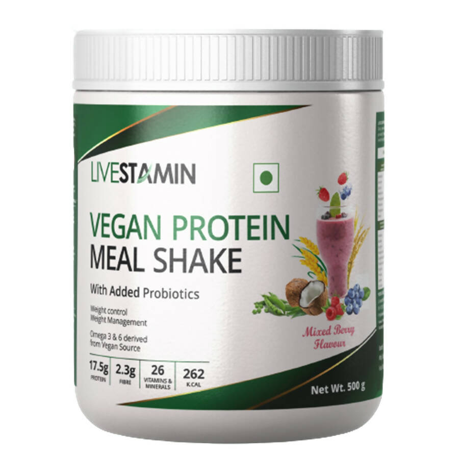 Livestamin Vegan Protein Meal Shake - Mixed Berry Flavour - Distacart
