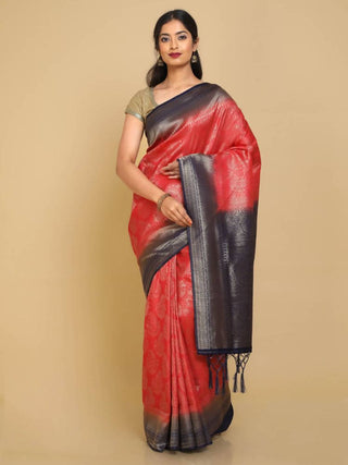 Kalamandir Ethnic Motifs Red Silk Blend Saree