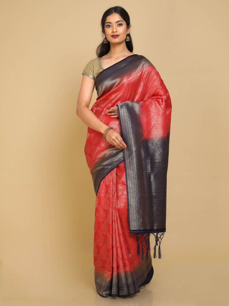 Kalamandir Ethnic Motifs Red Silk Blend Saree