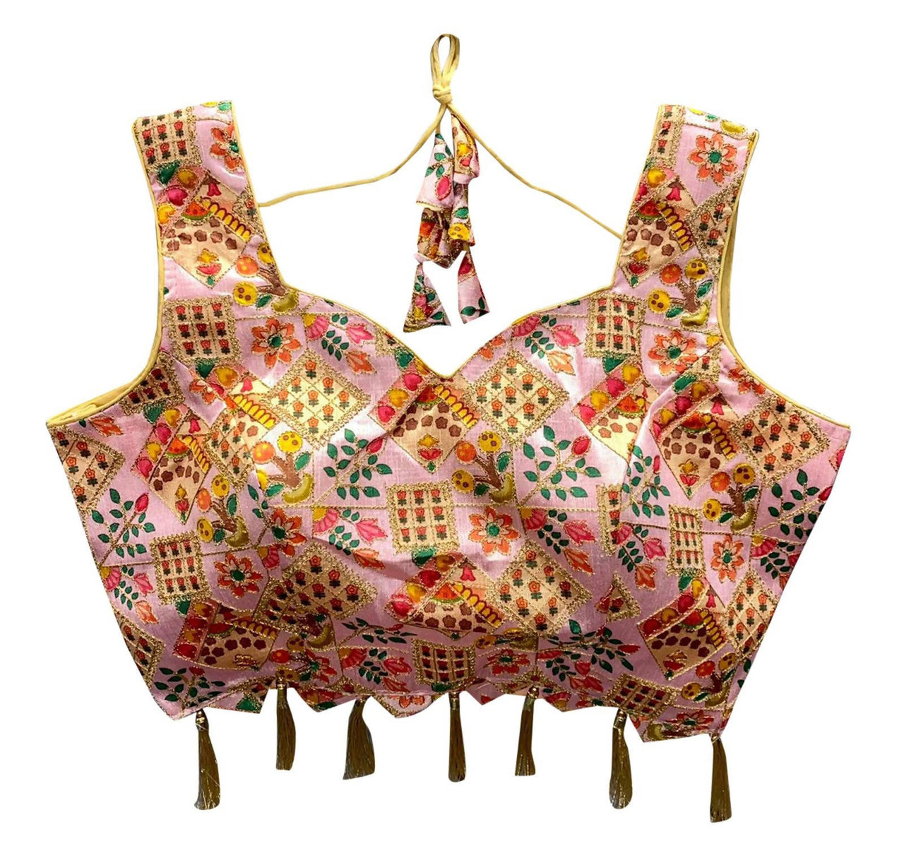 Vamika Pink Banglori Silk Digital Print And Embroidery Blouse - Distacart