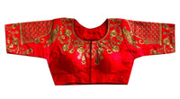Thumbnail for Vamika Beautiful Red Banglori Silk Embroidery Blouse - Distacart
