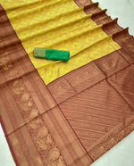 Thumbnail for DEIANA'S Beautiful Golden Jari with New Design Soft Lichi Silk Saree - Yellow - Distacart