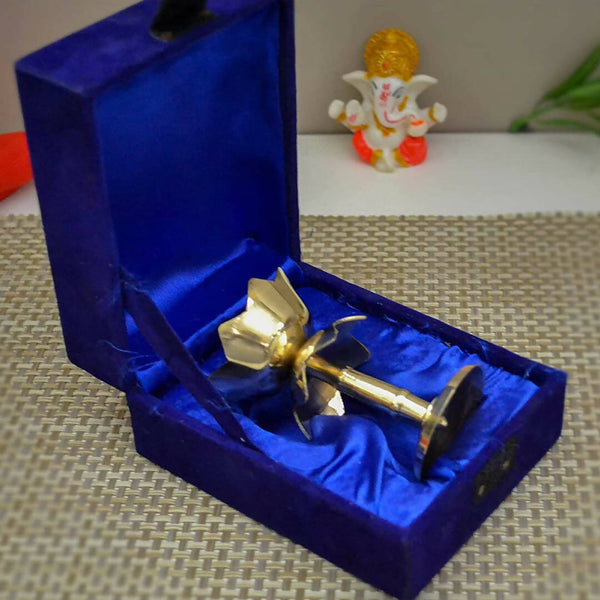 Craftvatika Gold Tone Brass Lotus Shape Pillar Diya Oil Lamp - Distacart