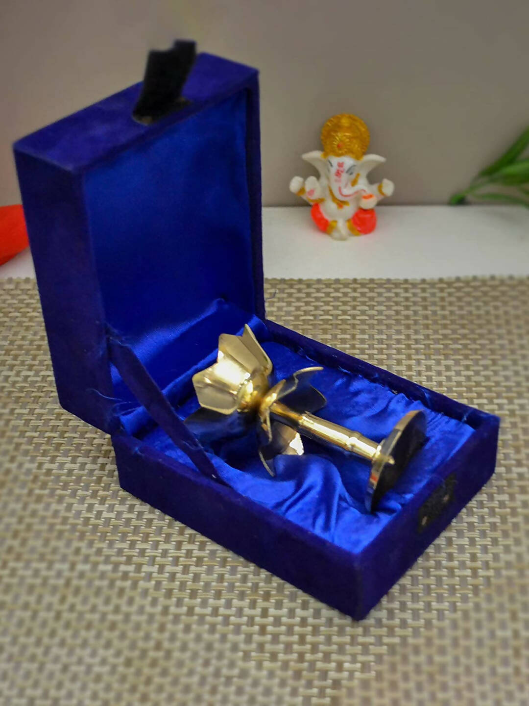 Craftvatika Gold Tone Brass Lotus Shape Pillar Diya Oil Lamp - Distacart