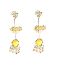 Thumbnail for Bling Accessories Druzy Amber Color Semi Precious Stone 92.5 Sterling Silver Earrings