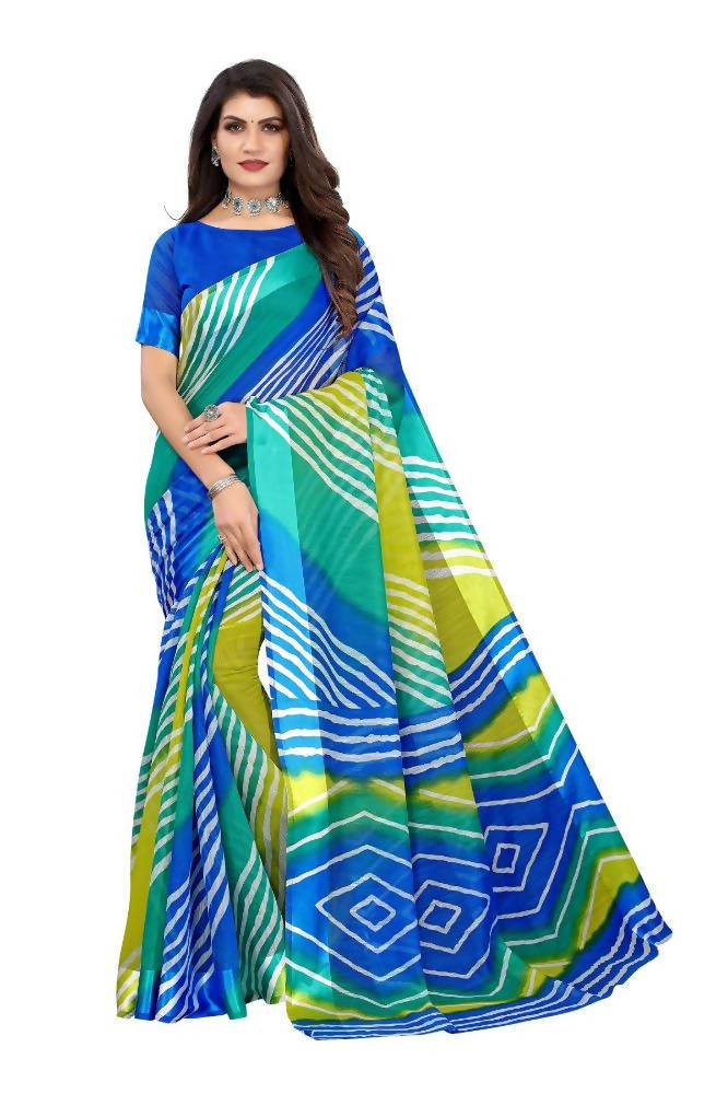 Vamika Blue Linen Satin Border Saree