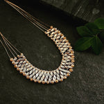 Thumbnail for Bling Accessories 4 Rows Fine Brass Metal Chain Necklace With Hand Weaved Glass Crystal