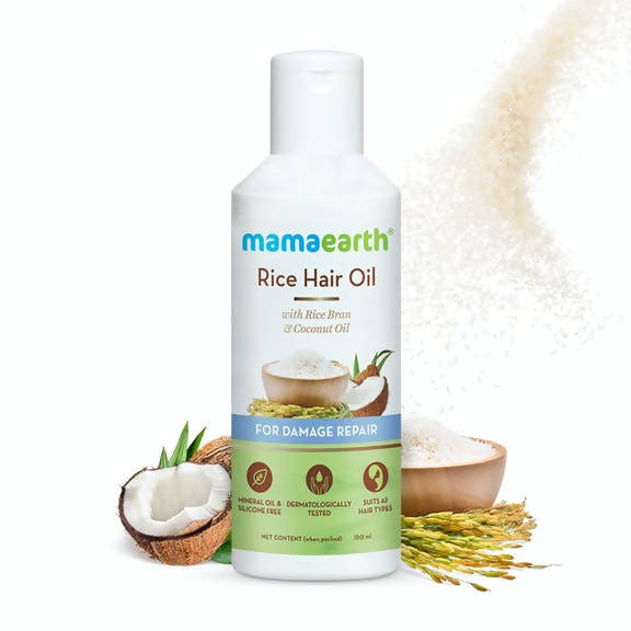 Mamaearth Rice Hair Oil with Rice Bran & Coconut Oil For Damage Repair - Distacart