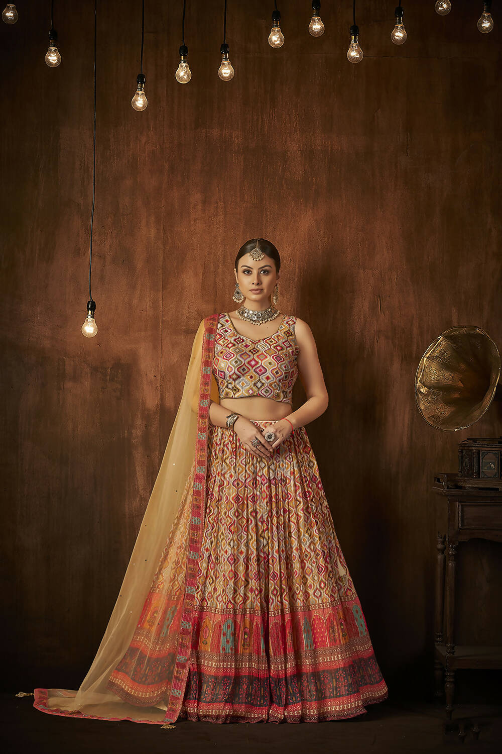 Wedding Designer Multi Georgette Lahenga Choli - Anbazaar - Distacart