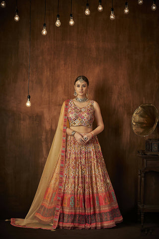Wedding Designer Multi Georgette Lahenga Choli - Anbazaar - Distacart