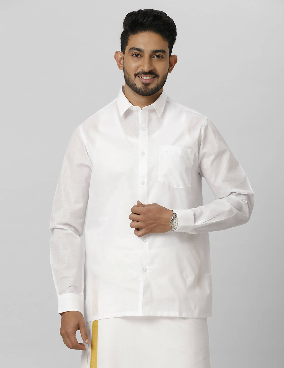 Ramraj Cotton Mens Full Sleeve Formal Poly Cotton White Shirt - Distacart