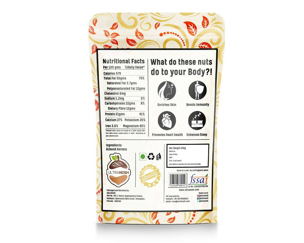 Ultranosh Premium Quality California Almonds - Distacart