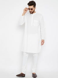 Thumbnail for Even Apparels Band Collar White Pure Cotton Men's Kurta - Distacart
