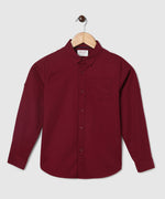 Thumbnail for Manet Boys Mandarin Collar Full Sleeves Melange Shirt - Maroon - Distacart