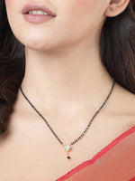 Thumbnail for NVR Women Ethnic Gold-Plated Beaded Mangalsutra With Ad Stone - Distacart
