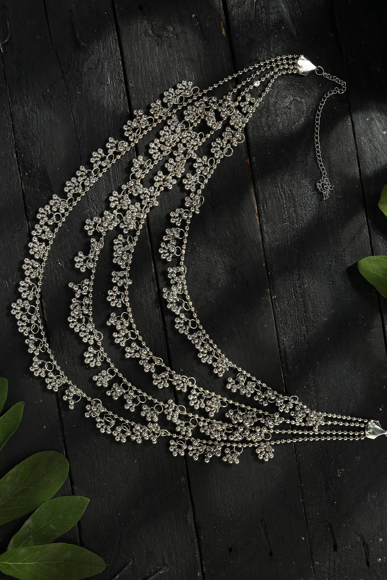 Mominos Fashion Johar Kamal Oxidised Silver-Plated Brass Finish Ghungroo Necklace with Earrings For Women - Distacart