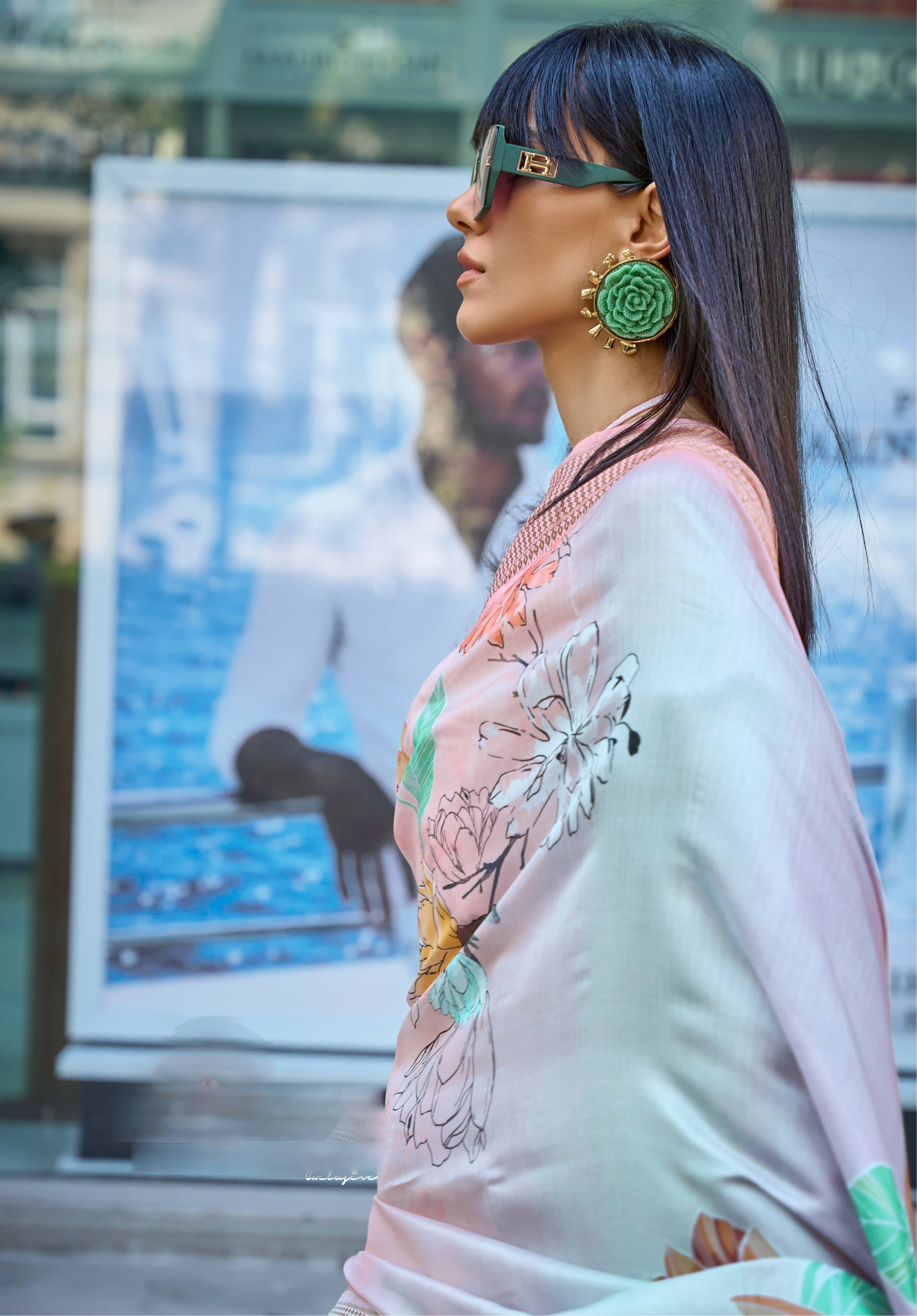 Peach Satin Organza Floral Woven Design Saree With Unstitched Blouse Piece - Klay's - Distacart