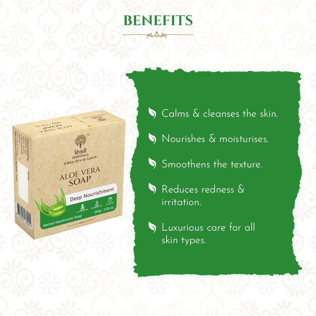 Khadi Essentials Pure Aloe Vera Handmade Herbal Soap - Distacart