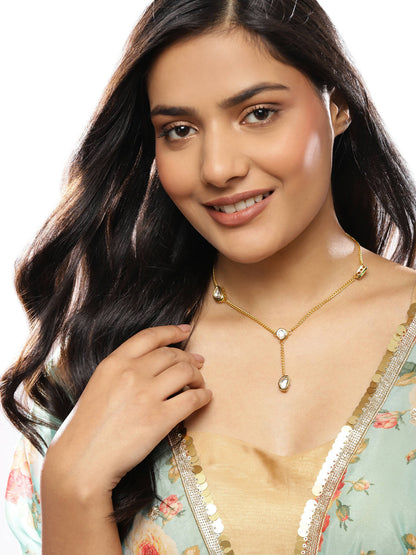 Gold-Toned White Brass Gold-Plated Necklace - Ruby Raang - Distacart