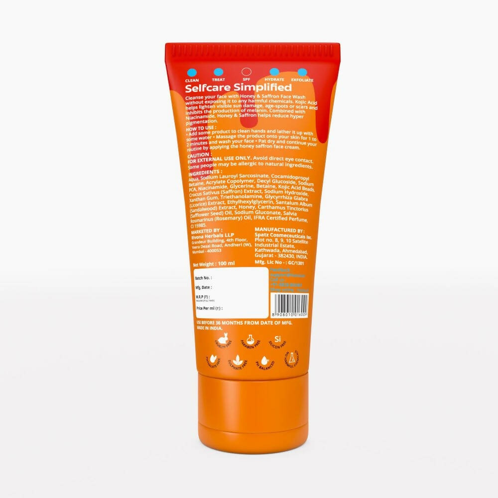 Rivona Naturals Honey & Saffron Face Wash - Distacart