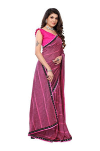 Thumbnail for Vamika Pink Lycra Knitted Saree