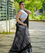 Thumbnail for DEIANA'S Beautiful Golden Jari with New Design Soft Lichi Silk Saree - Black - Distacart
