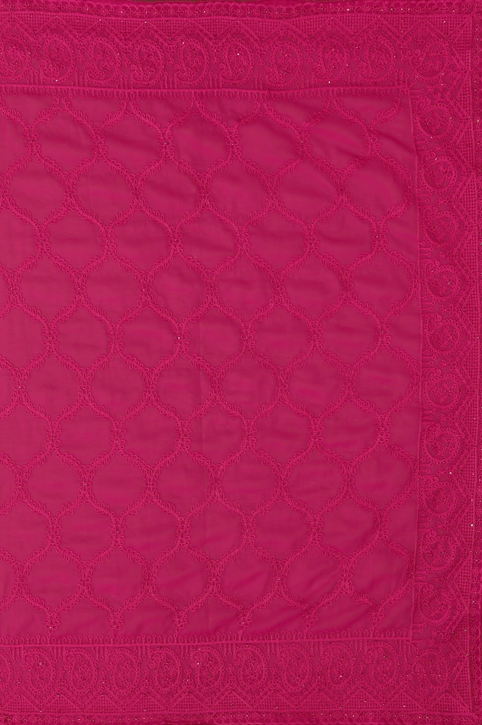 Pink Georgette Embroidered and Stone Work Saree with Unstitched Blouse Piece - Roozal - Distacart