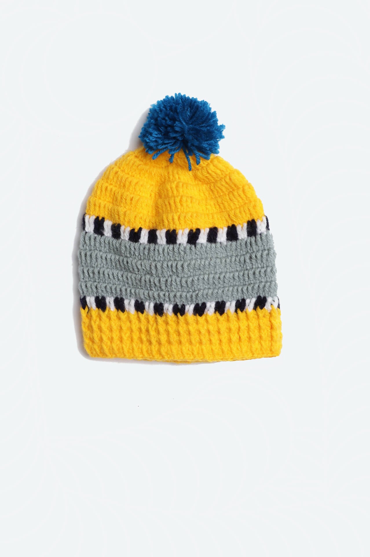 Chutput Kids Woollen Hand Knitted Self Desgin Detailed Cap - Yellow - Distacart