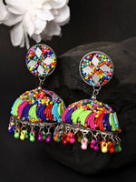 Thumbnail for NVR Women Multi Color Artificial Beads Brass-Plated Jhumka Earrings - Distacart
