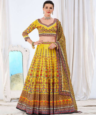 Wedding Designer Yellow Chinon Lehengha Choli - Anbazaar - Distacart