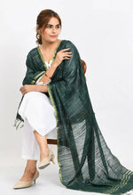 Thumbnail for Mominos Fashion Moeza Women's Cotton Zari Box Bottle Green Dupatta - Distacart