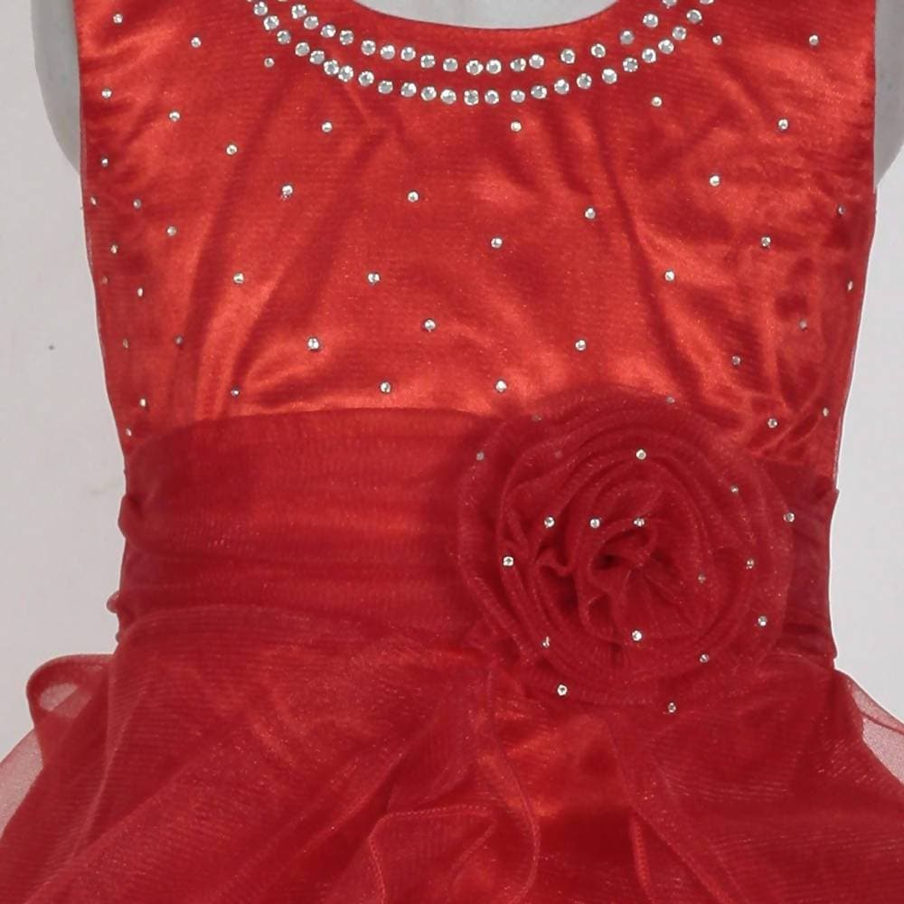 Asmaani Baby Girl's Red Color Satin Knee Length Frock (AS-DRESS_22140) - Distacart