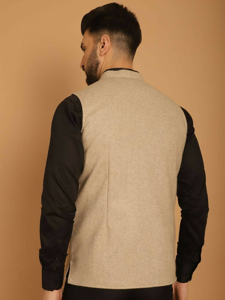 Even Apparels Pure Wool Nehru Jacket - Off White - Distacart