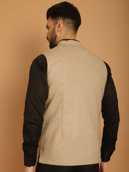 Even Apparels Pure Wool Nehru Jacket - Off White - Distacart