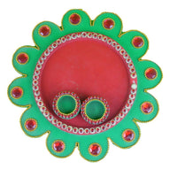 Thumbnail for Kundan HandiKrafts Mdf Flower Pooja Thali - Green 01 - Distacart