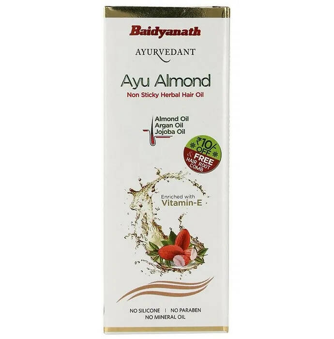 Baidyanath Jhansi Ayurvedant Ayu Almond Non Sticky Herbal Hair Oil - Distacart