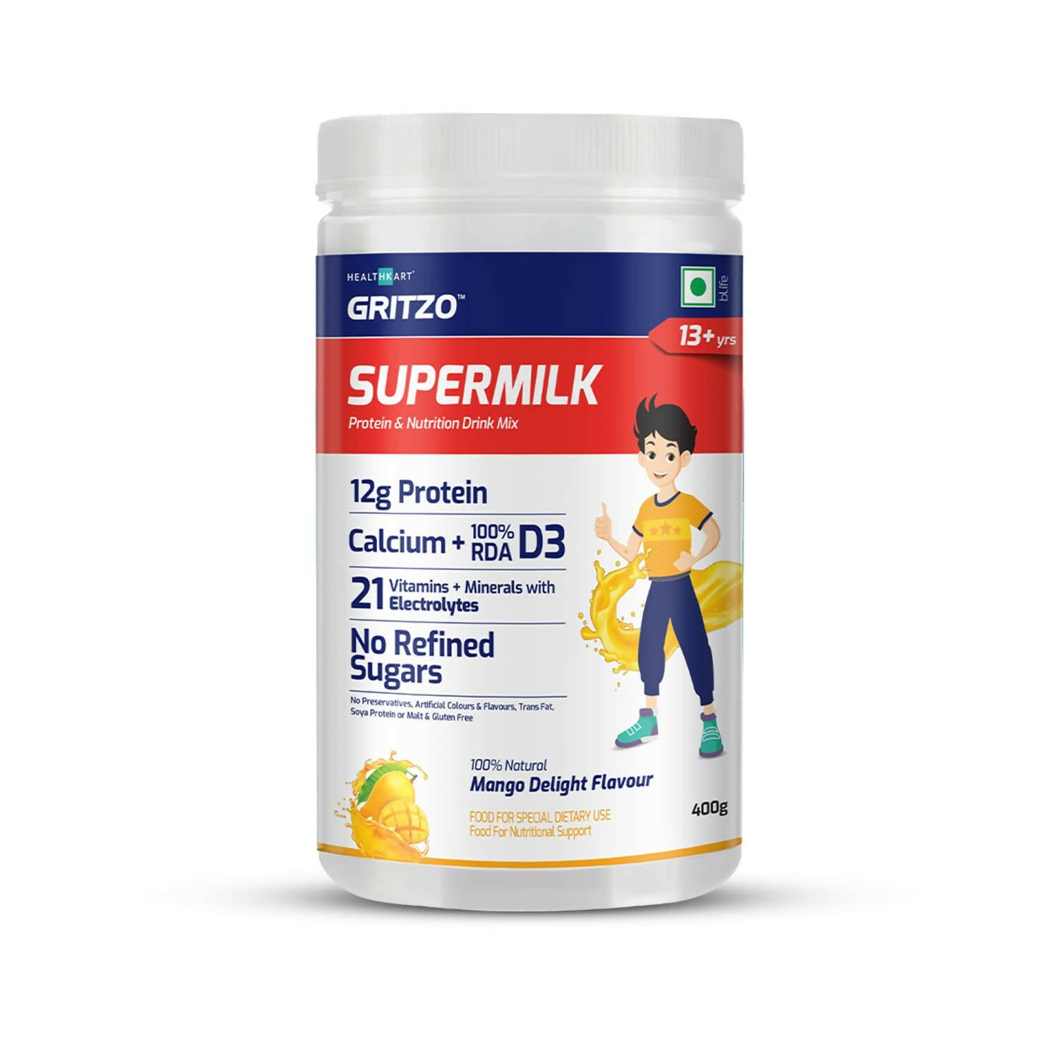 Gritzo Supermilk Powder 13+Y (Teen Athletes), Health Drink For Kids - Distacart
