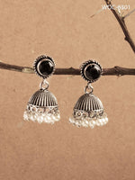 Thumbnail for Mominos Fashion Johar Kamal Oxidised Stone Stud Jhumka