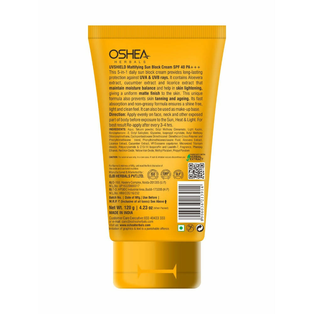 Oshea Herbals UV Shield Mattifying Sun Block Cream 5 In One Solution SPF 40 - Distacart