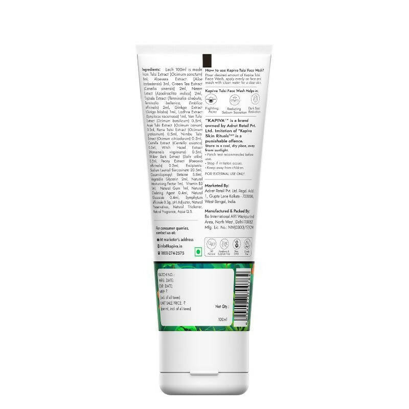 Kapiva Ayurveda Skin Rituals Acne Control Tulsi Face Wash - Distacart