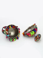 Thumbnail for NVR Women Multi Color Artificial Beads Brass-Plated Jhumka Earrings - Distacart