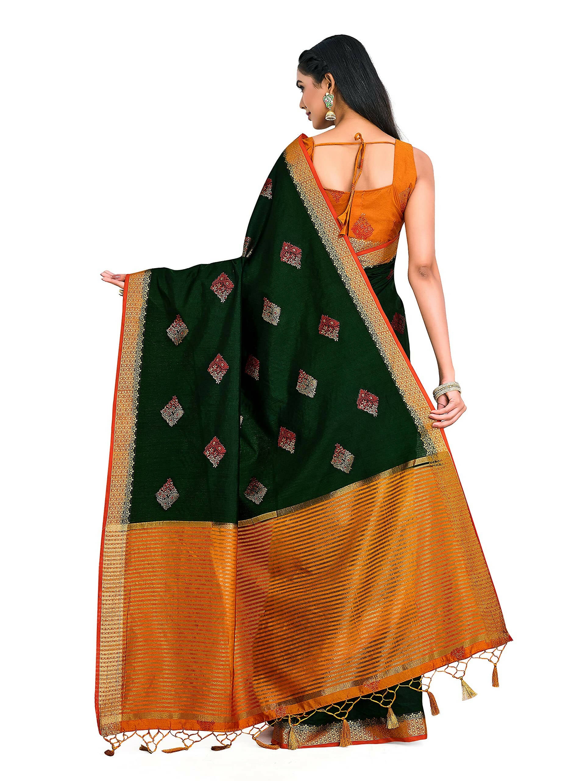Mimosa Women's Kanchipuram Art Silk Green Saree - Distacart