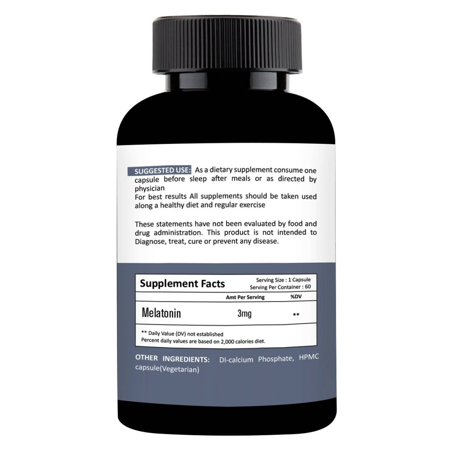 Nutracology Melatonin 3 mg Sleep Aid and Stress Relax Sleeping Aid Capsules - Distacart