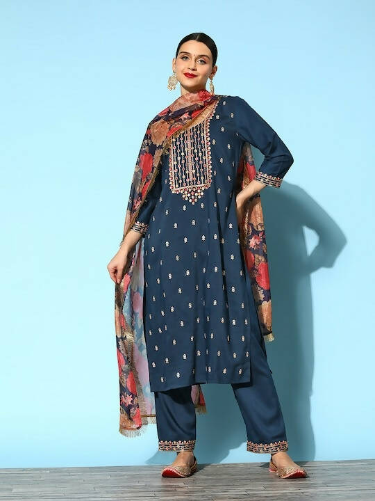 Varanga Women Solid Silk Blend Hyper Texture Kurta Set - Distacart