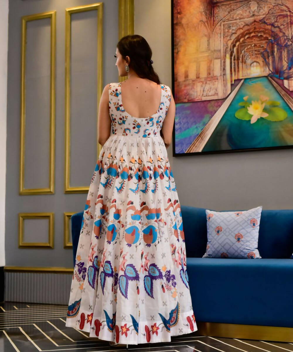 Casual Designer Offwhite Cotton Silk Gown - Anbazaar - Distacart