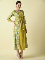 Thumbnail for Myshka Women's Yellow Floral Printed Gown Dress - Distacart