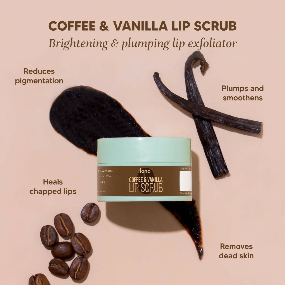 Ilana Lip Scrub - Brightening And Plumping Vegan Lip Exfoliator - Coffee & Vanilla - Distacart